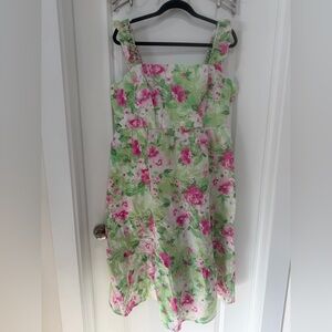 Torrid Floral Maxi Dress in Green and Pink